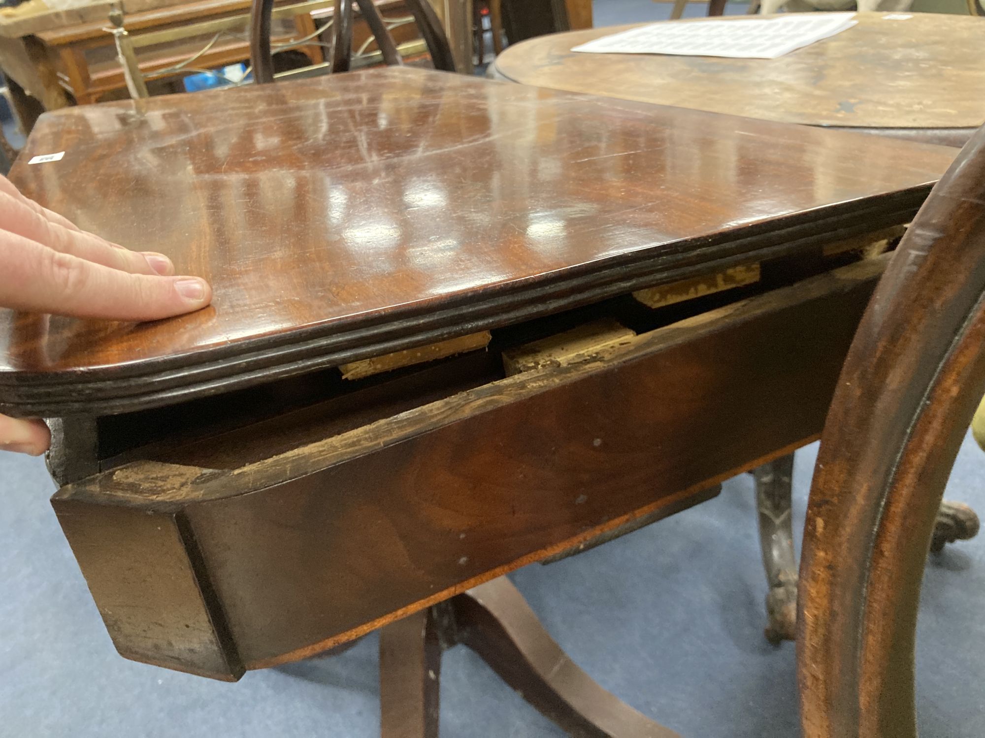 A George III mahogany side table (altered), width 92cm depth 45cm height 72cm